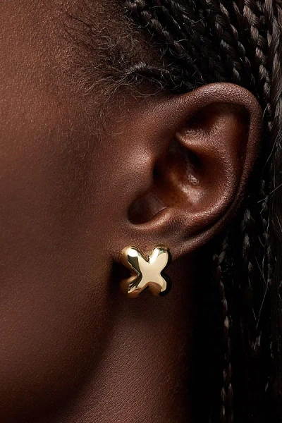 Ana Luisa Cassia Gold Stud Earrings In Two Tone, Women's At Urban Outfitters In Brown
