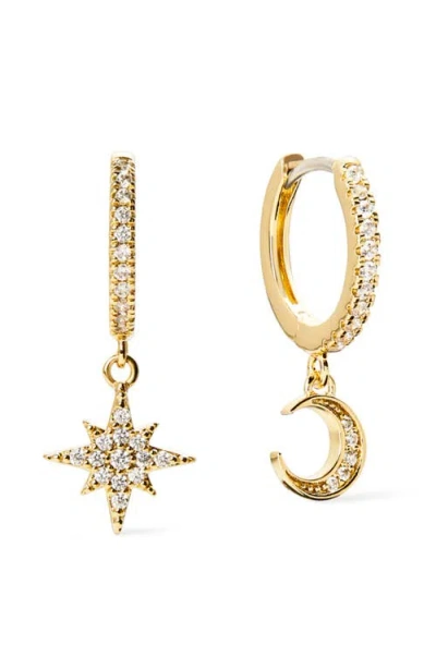 ANA LUISA ANA LUISA CRESCENT MOON HUGGIE HOOPS