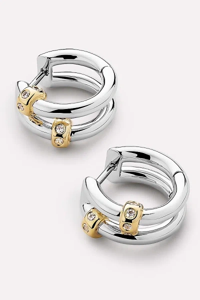 Ana Luisa Cyrus Double Silver Earrings In Two Tone, Women's At Urban Outfitters In Multi