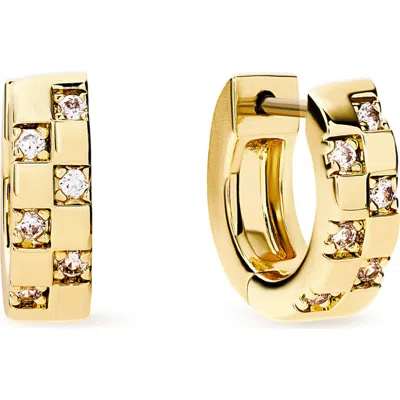 Ana Luisa Brass And Cubic Zirconia Eden Mini Gold Huggie Earrings
