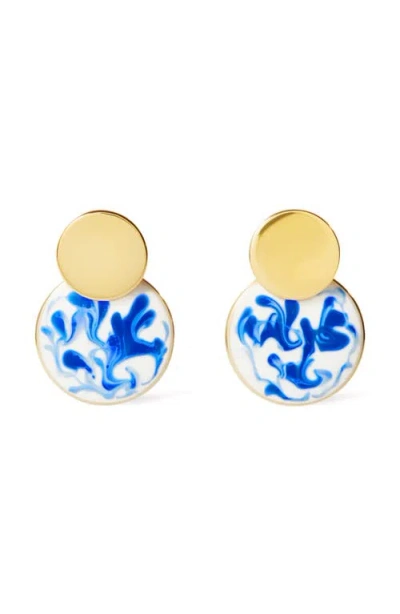 Ana Luisa Enamel Earrings In Gold/blue