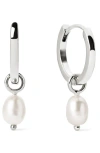 Ana Luisa Freshwater Pearl Huggie Hoop Earrings In Silver