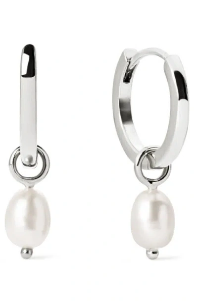 Ana Luisa Freshwater Pearl Huggie Hoop Earrings In Silver