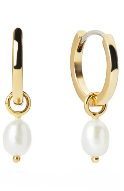 Ana Luisa Freshwater Pearl Huggie Hoop Earrings In Gold