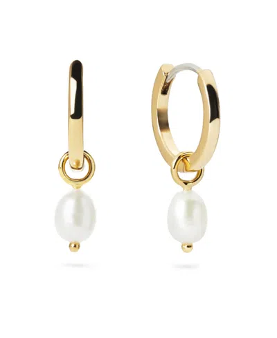 Ana Luisa Frida Freshwater Pearl Huggie Hoops In Gold