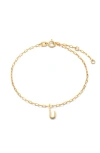 Ana Luisa Gold Charm Letter Bracelet In U