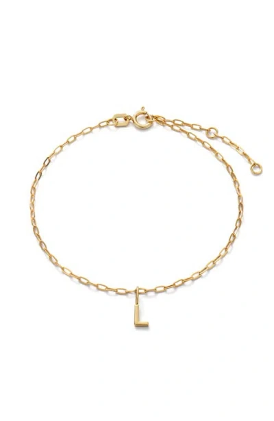 Ana Luisa Gold Charm Letter Bracelet In Orange