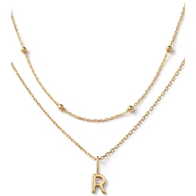 Ana Luisa 10k Gold Layered Letter Necklace In Letter R Solid Gold