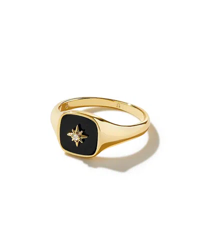 Ana Luisa Gold Signet Ring - Amara Mother Of Pearl In Pink