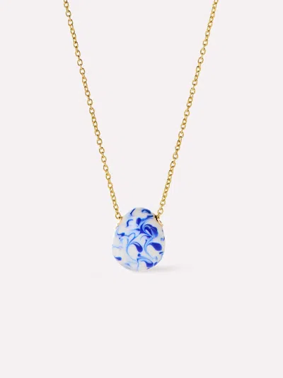 Ana Luisa Gold Statement Necklace In Marble Blue/gold