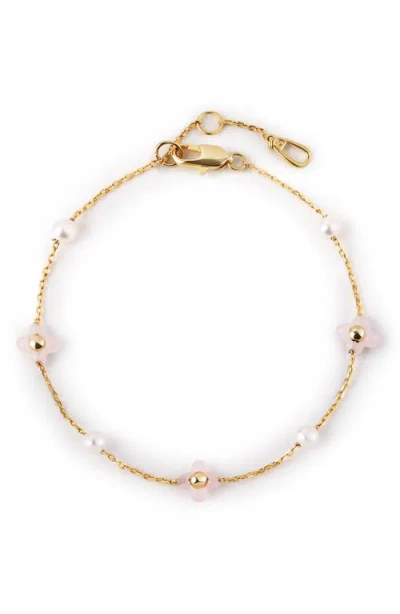 Ana Luisa Hannah Rose Quartz & Pearl Station Bracelet In Neutral