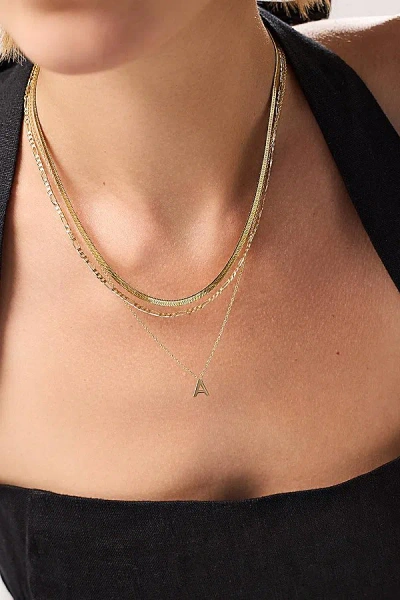 Ana Luisa Ina Herringbone Chain Necklace In Gold, Women's At Urban Outfitters