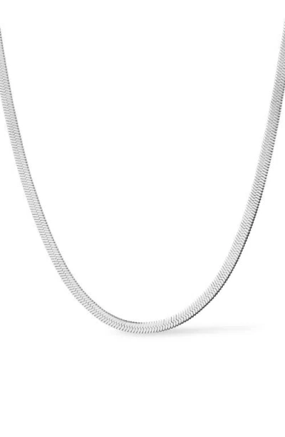 Ana Luisa Ina Herringbone Chain Necklace In Silver