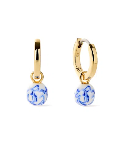 Ana Luisa Lainey Marble Gold Drop Earrings In Gold And Blue Marble