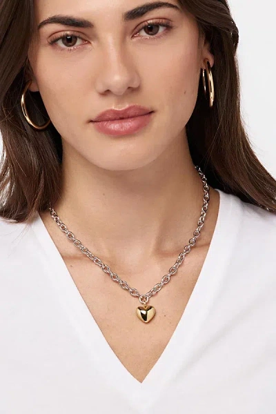 Ana Luisa Lev Bold Heart Necklace In Two/tone, Women's At Urban Outfitters In White