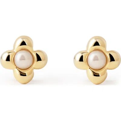 Ana Luisa Liora Flower Freshwater Pearl Stud Earrings In Gold