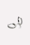 Ana Luisa Pave Huggie Hoops Silver In Silver, Women's At Urban Outfitters In Metallic