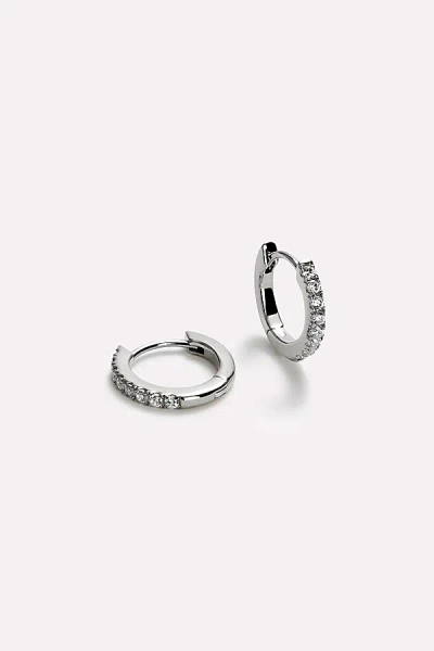 Ana Luisa Pave Huggie Hoops Silver In Silver, Women's At Urban Outfitters In Metallic