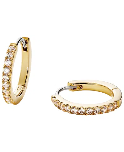 Ana Luisa Pave Small Gold-plated Huggie Hoop Earrings