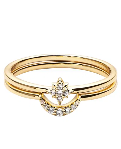Ana Luisa Sky Set Gold-plated Moon And Star Rings