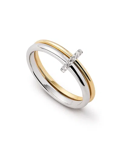 Ana Luisa Solid Gold Two Tone Lab Grown Diamond Link Ring In Brown