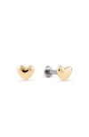 Ana Luisa Solid Yellow Gold Heart Flatback Studs In Gold