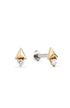Ana Luisa Solid Yellow Gold Lab-grown Diamond Pyramid Flatback Studs In Gold
