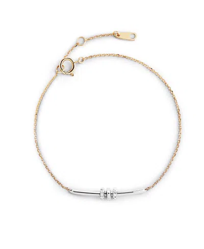 Ana Luisa Solid Yellow Gold Diamond Links Bar Bracelet