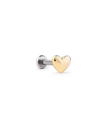 Ana Luisa Solid Yellow Gold Heart Flatback Single Stud In Metallic