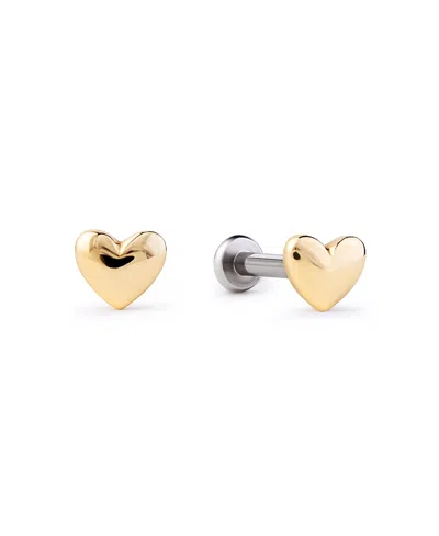Ana Luisa Solid Yellow Gold Heart Flatback Studs In Multi