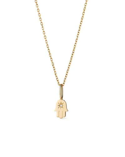 Ana Luisa Solid Yellow Gold Lab Grown Diamond Hamsa Necklace