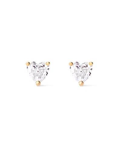 Ana Luisa Solid Yellow Gold Lab-grown Diamond Heart Studs In Burgundy