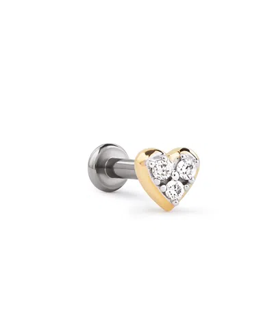 Ana Luisa Solid Yellow Gold Lab-grown Diamond Heart Flatback Single Stud In Metallic
