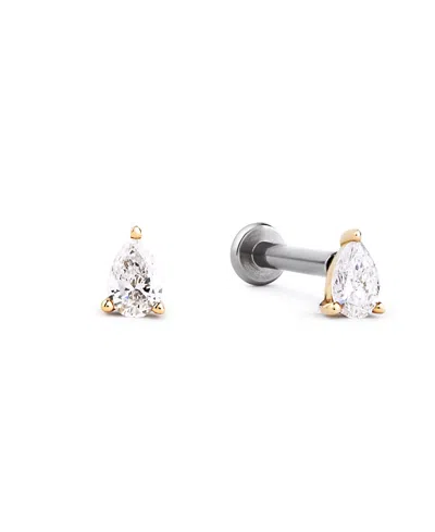 Ana Luisa Solid Yellow Gold Lab-grown Diamond Pear Flatback Studs In Multi