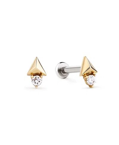 Ana Luisa Solid Yellow Gold Lab-grown Diamond Pyramid Flatback Studs In Multi