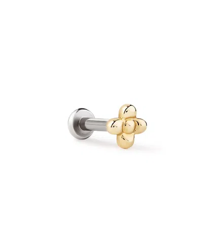 Ana Luisa Solid Yellow Gold Liora Flatback Single Stud In Metallic