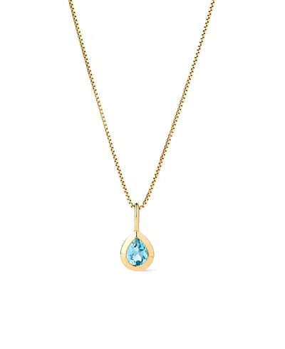 Ana Luisa Solid Yellow Gold Teardrop Charm Necklace In Blue