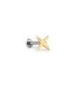 Ana Luisa Solid Yellow Gold X Flatback Single Stud In Multi
