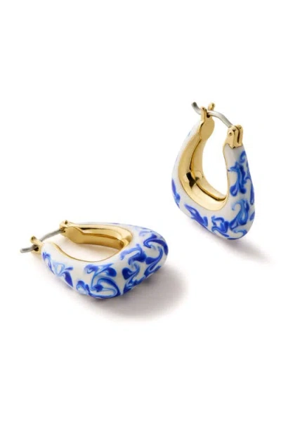 Ana Luisa Dakota Marble Blue Trapezoidal Hoop Earrings