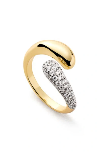 Ana Luisa Toby Pavé Cubic Zirconia Bypass Ring In Gold