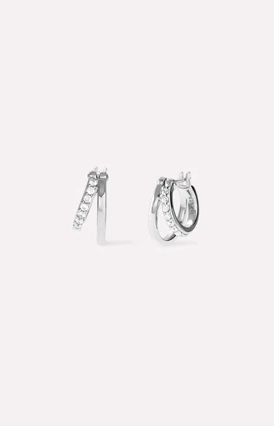 Ana Luisa Toda Mini Silver Double Hoop Earrings In Metallic