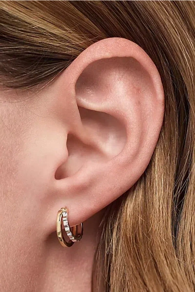 Ana Luisa Toda Two Tone Huggie Earrings In Two Tone, Women's At Urban Outfitters In Transparent