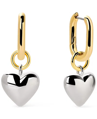 Ana Luisa Cameron Two Tone Heart Drop Hoop Earrings In Gold