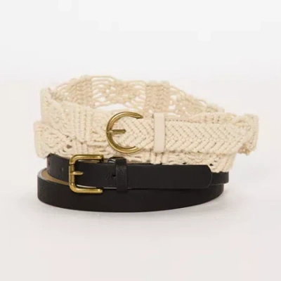 Ana Macarame And Solid 2-for-1 Belt Set Womens Belt In Multi