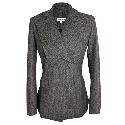Ana Malik Llc Women's Grey Double Breasted Wool Blazer By Ana Malik In Gray