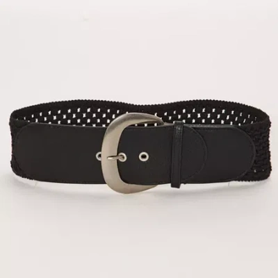 Ana Natural Woven Belt With Pu Buckle Womens Belt In Black