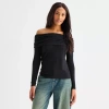 Ana Off The Shoulder Womens Long Sleeve Blouse In Black
