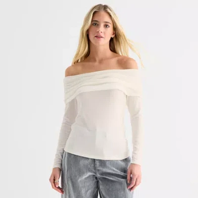 Ana Off The Shoulder Womens Long Sleeve Blouse In White