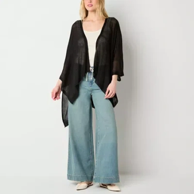 Ana Open Knit Wrap In Black