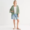 Ana Open Knit Wrap In Green